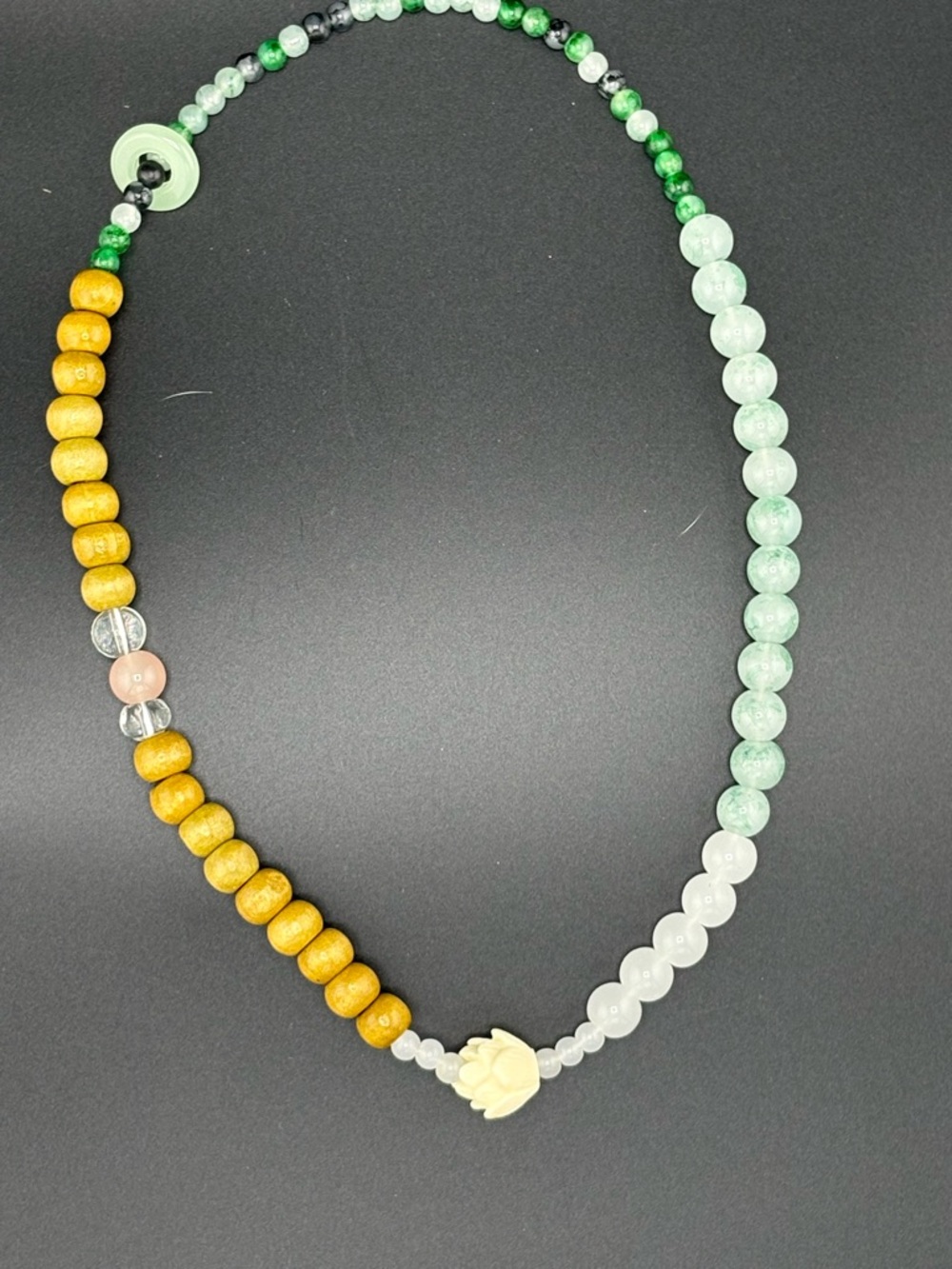Handmade Green and Gold Beaded Lotus Double Brscelet